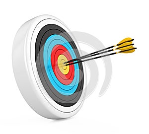 Archery target with arrows isolated