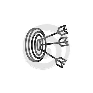 Archery target arrows line icon