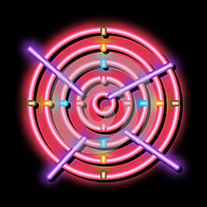 Archery Target With Arrows neon glow icon illustration