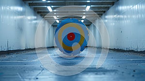 Archery target or the dartboard in the hallway of an office building. AI Generated