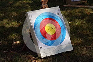 Archery target on a field. Archery target. photo