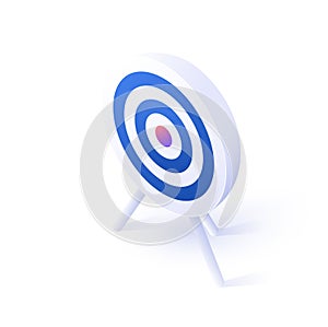 Archery target icon illustration in isometric vector design. Bullseye or bull\'s eye dartboard isolated on white background