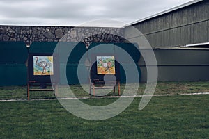 Archery targets in the outdoor field for practice to shooting arrows