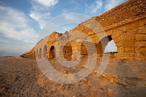 The arches of ancient Roman aqueduct