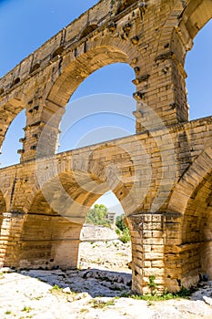 Arches of the aqueduct Pont du Gard, France, I century AD