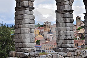 Arches of the aqueduct of Segovia, Spain