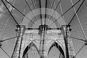 Arches of Brooklyn Bridge in NYC