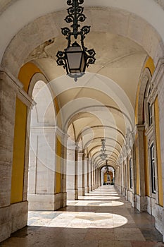 arches of the buildings surrounding the terreiro do paÃ§o in lisbon