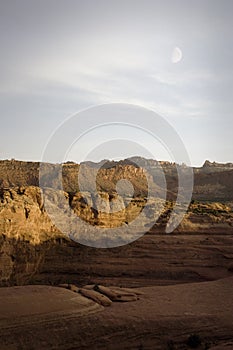 Arches and Canyonlands NP with Moon, Moab, Utah