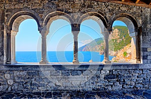 Arches of the church of St. Peter in Porto Venere photo