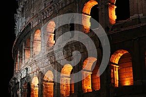 Arches of the Colosseum at Night
