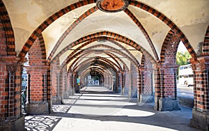 Arches and columns, Oberbaum bridge, Friedrichshain, Kreuzberg in Berlin Germany photo