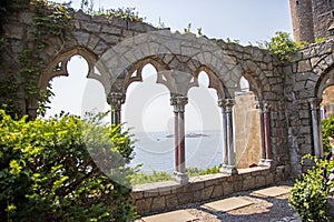Arches and columns at hammond castle photo