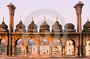 Arches and domes of sandstone mughal architecture