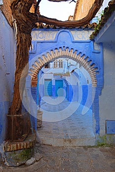 Arches and doors in blue city Chefchaouen
