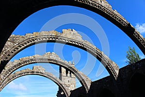 The arches of Igrexa de Santa Marina Dozo Church in Cambados Spain