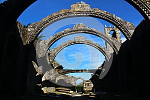 The arches of Igrexa de Santa Marina Dozo Church in Cambados Spain