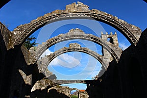 The arches of Igrexa de Santa Marina Dozo Church in Cambados Spain