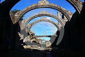 The arches of Igrexa de Santa Marina Dozo Church in Cambados Spain