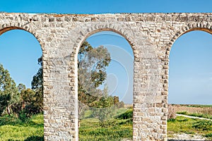 Arches of Kamares Aqueduct. Larnaca, Cyprus