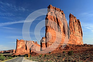 Arches National Park, Courthouse Towers and Tower of Babel, Southwest Desert, Utah, USA