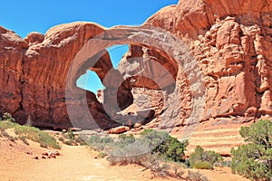 Arches National Park with Double Arch in Windows Section, Southwest Desert Landscape, Utah