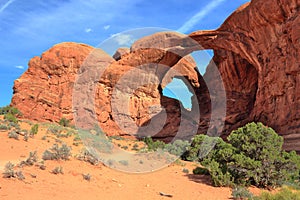 Arches National Park, Double Arch in Windows Section, Southwest Desert Landscape, Utah, USA