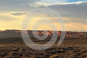 Arches National Park, Evening Sun on Southwest Desert Landscape, Utah, USA