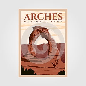 Arches national park outdoor adventure vintage poster illustration designs