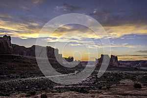 Arches National park panormic view at sunset
