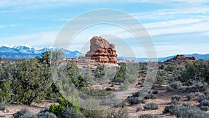 Arches National Park, Rocks Red Desert Mountain Landscape