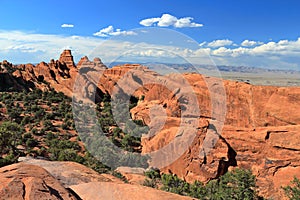 Arches National Park, Southwest Desert Landscape with Rock Fins in Devils Garden, Utah, USA