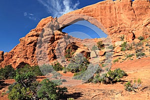 Arches National Park in Southwest Desert, South Window in Morning Light, Utah, USA
