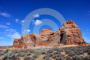 Arches National Park, Utah with a blue sky