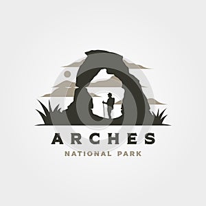 arches national park vintage logo vector symbol illustration design