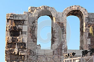 Arches of Odeon of Herodes Atticus from Acropolis, Athens, Greece