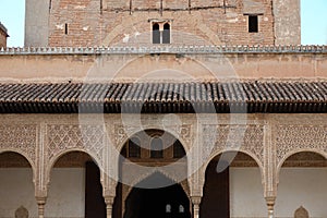 Arches of Palacio de Comares at Nasrid palace of the Alhambra in Granada, Andalusia