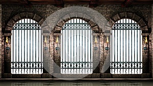 Arches with railings isolated