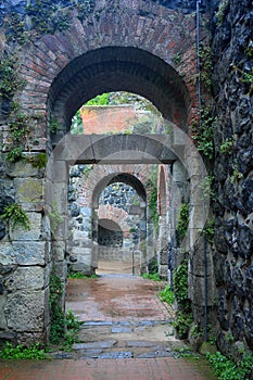 Kaiserswerth, Duesseldorf, Arches at the Ruin of the Imperial Castle, North Rhine-Westphalia, Germany photo