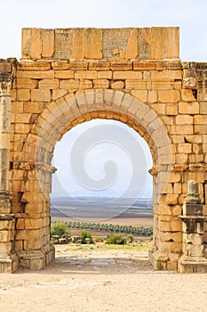 Arches at the ruins of Volubilis, ancient Roman city in Morocco