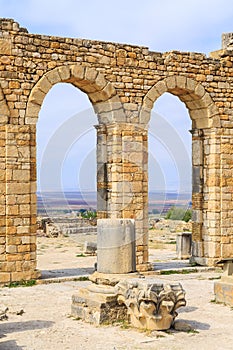 Arches at the ruins of Volubilis, ancient Roman city in Morocco