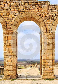 Arches at the ruins of Volubilis, ancient Roman city in Morocco