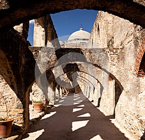 Arches of San Jan Mission near San Antonio