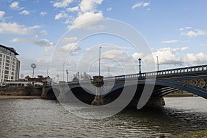 The arches of Trent Bridge spanning the River Trent in Nottingham