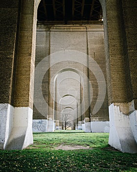 Arches under the Hells Gate Bridge, at Astoria Park, Queens, New York