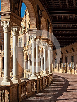 Arches and Windows in the arcades of the Plaza de EspaÃ±a