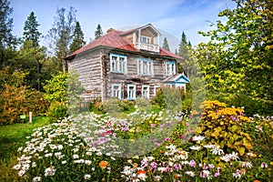 Archimandrite`s Wooden Dacha in the Botanical Garden on the Solovetsky Islands