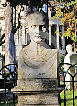 Archimedes` breast sculpture in Rome,