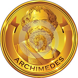 Archimedes gold style portrait, vector