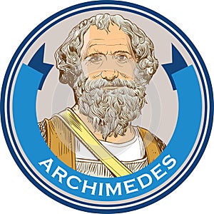 Archimedes line art portrait, vector